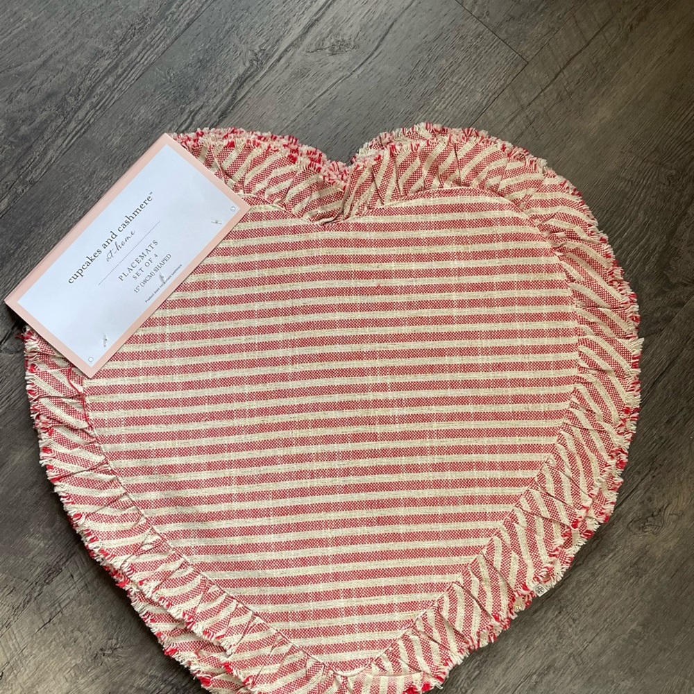 Cupcakes and Cashmere Valentines Day Blush Pink Heart Placemats
